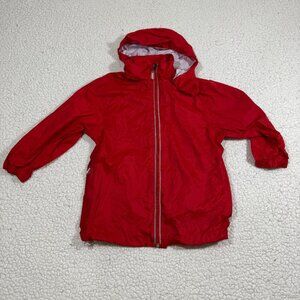 Vtg Anzoni Kids Packable Windbreaker Rain Jacket Size 116 (US 6) Red Outdoor